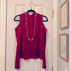 🌺 2 for $23 🌺 Red Velvety Cold Shoulder Blouse-NWOT